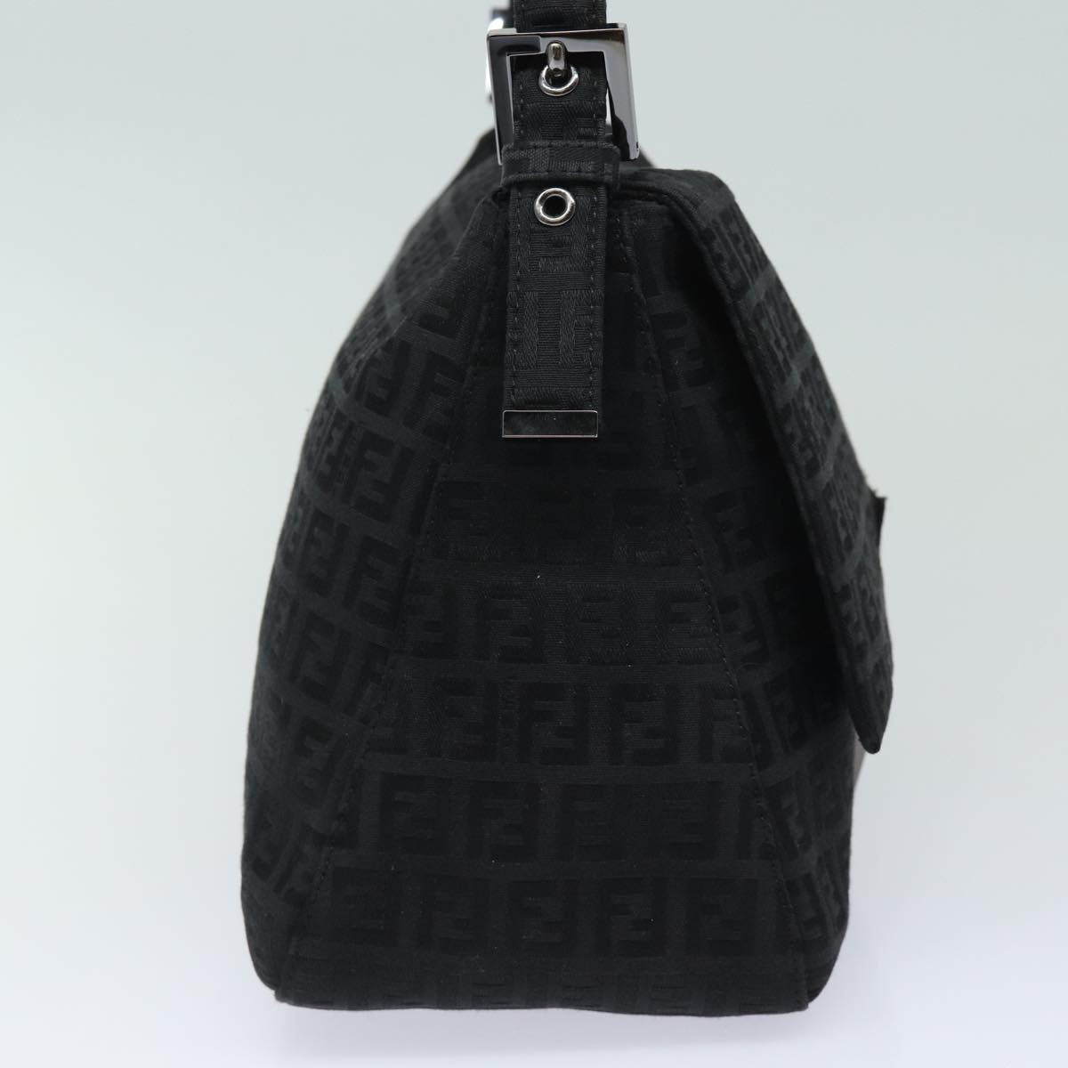 Luxury Fendi Zucchino Canvas Mamma Baguette Shoulder Bag Blackyk13812A