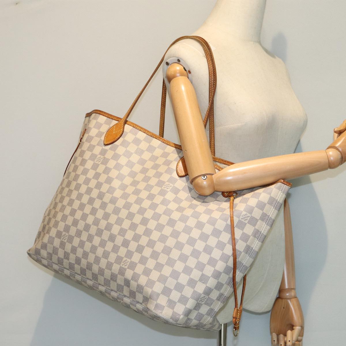 LOUIS VUITTON Damier Azur Neverfull GM Tote Bag N41360 LV yk13830