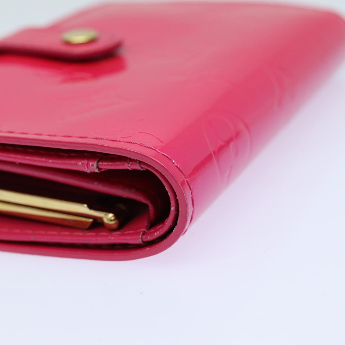 LOUIS VUITTON Vernis Portefeuille Viennois Wallet Pink M91254 LV yk13833