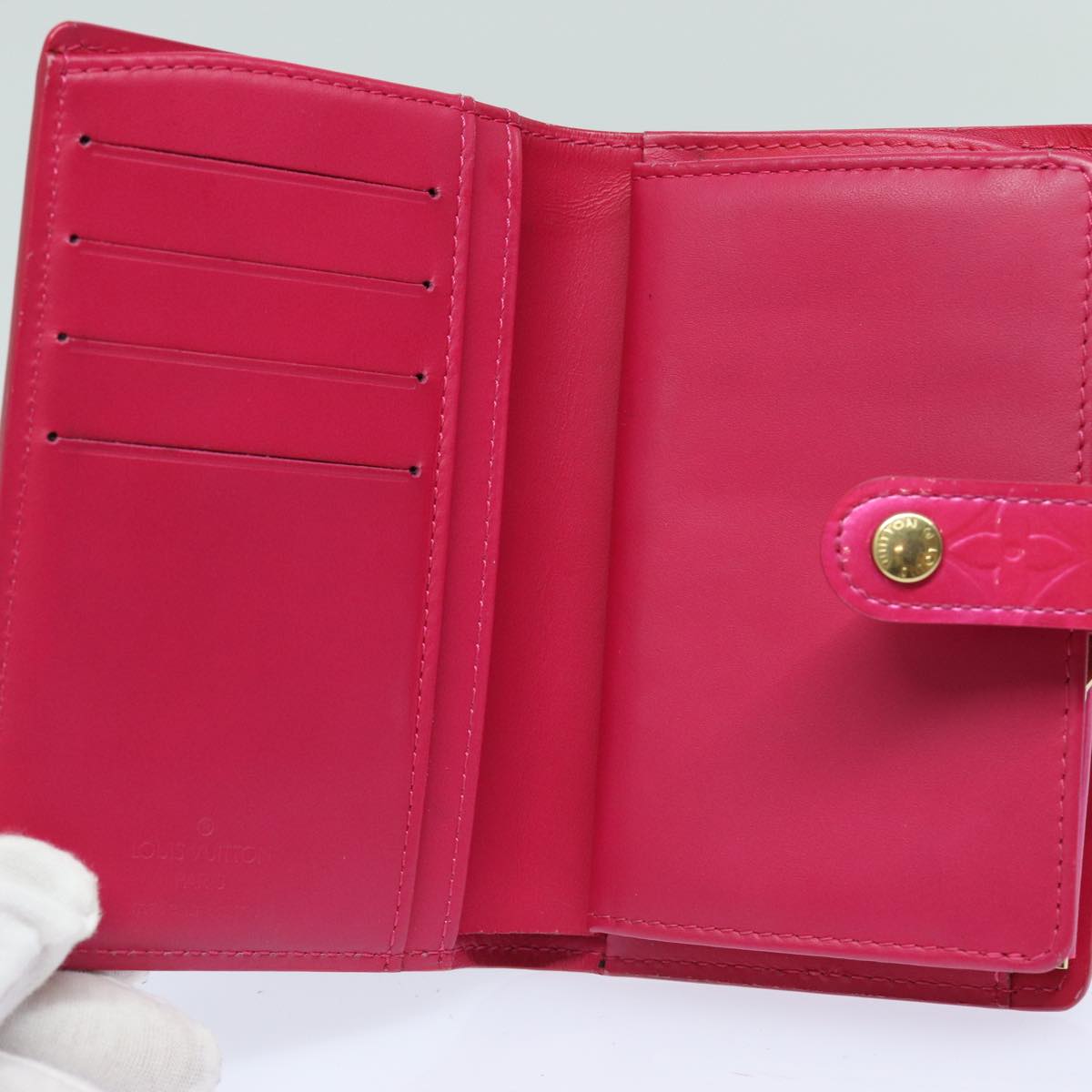 LOUIS VUITTON Vernis Portefeuille Viennois Wallet Pink M91254 LV yk13833