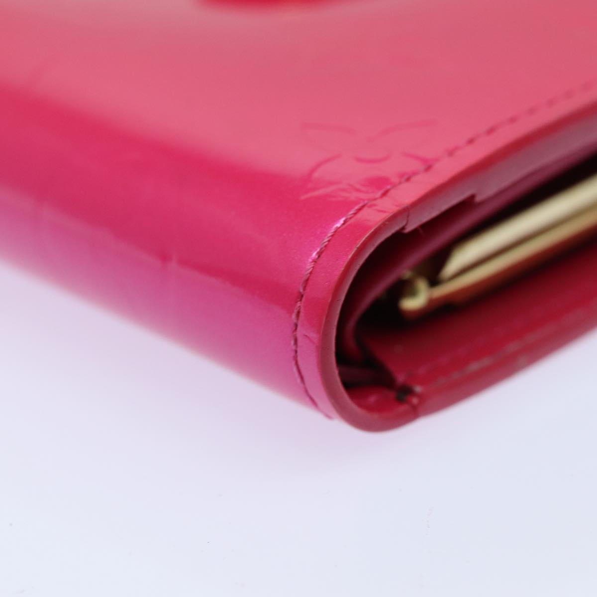 LOUIS VUITTON Vernis Portefeuille Viennois Wallet Pink M91254 LV yk13833