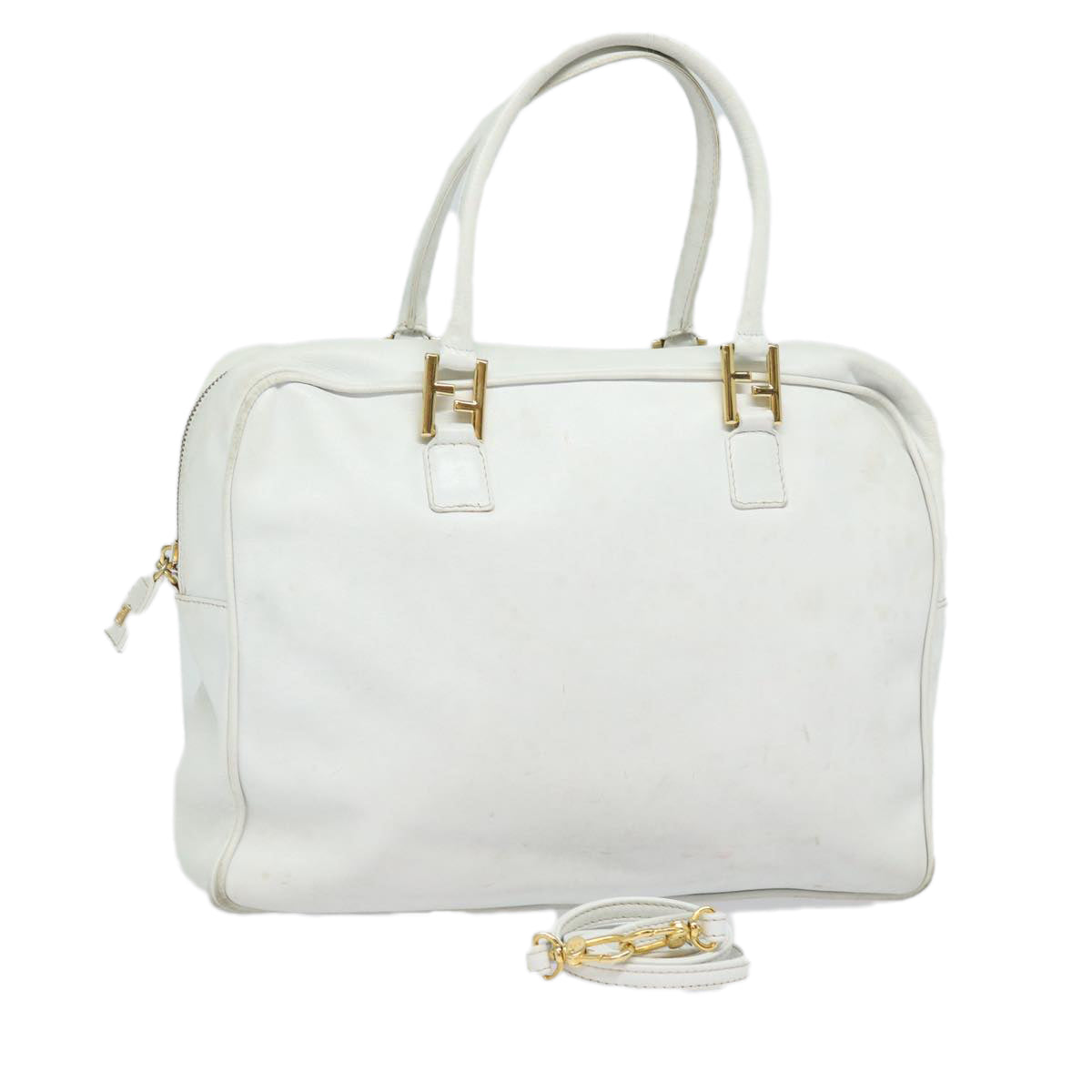 Luxury Fendi Hand Bag Leather 2way Whiteyk13942