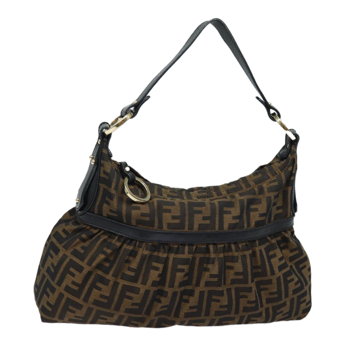 Luxury Fendi Zucca Canvas Shoulder Bag Brown Blackyk13964