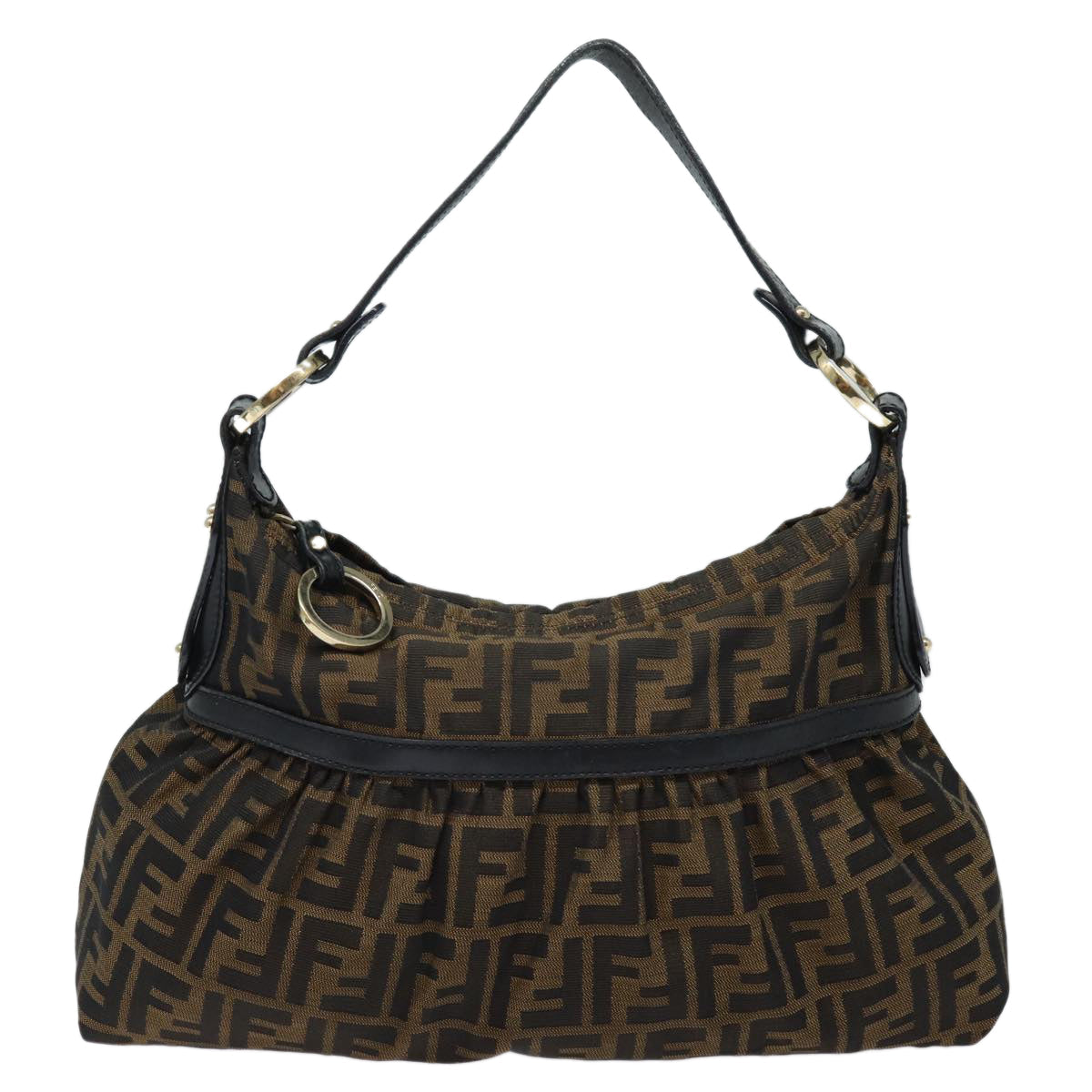 Luxury Fendi Zucca Canvas Shoulder Bag Brown Blackyk13964