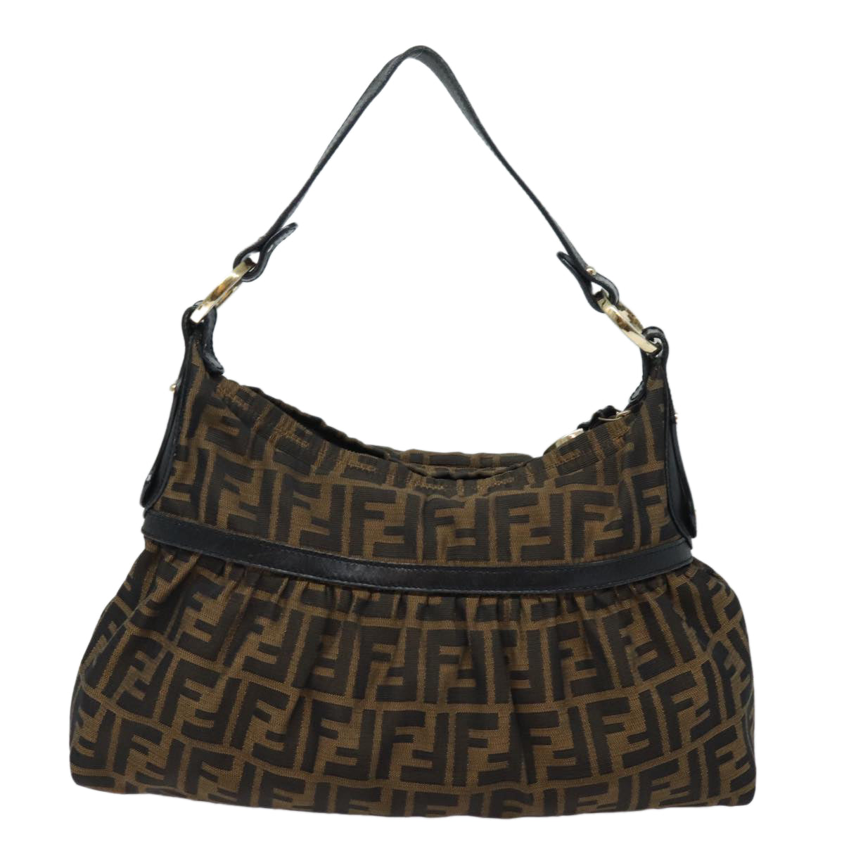 Luxury Fendi Zucca Canvas Shoulder Bag Brown Blackyk13964