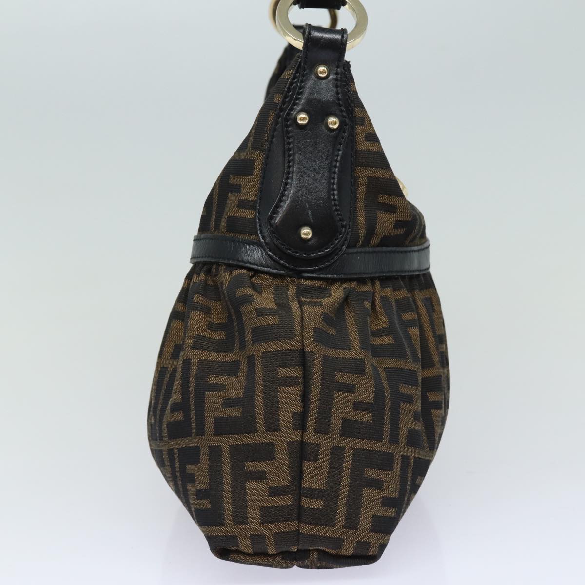 Luxury Fendi Zucca Canvas Shoulder Bag Brown Blackyk13964