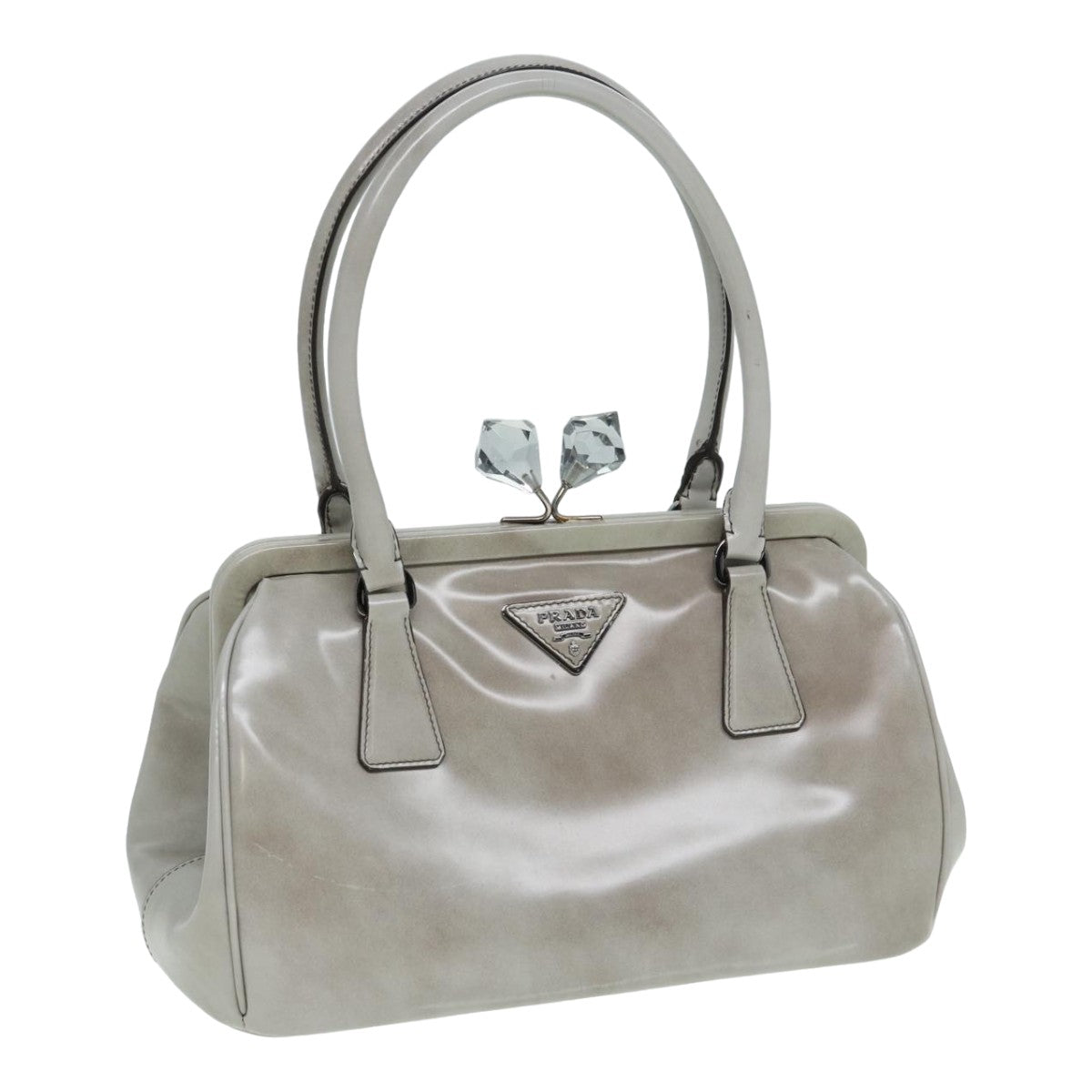 Luxury Prada Hand Bag Patent leather Gray  yk13975