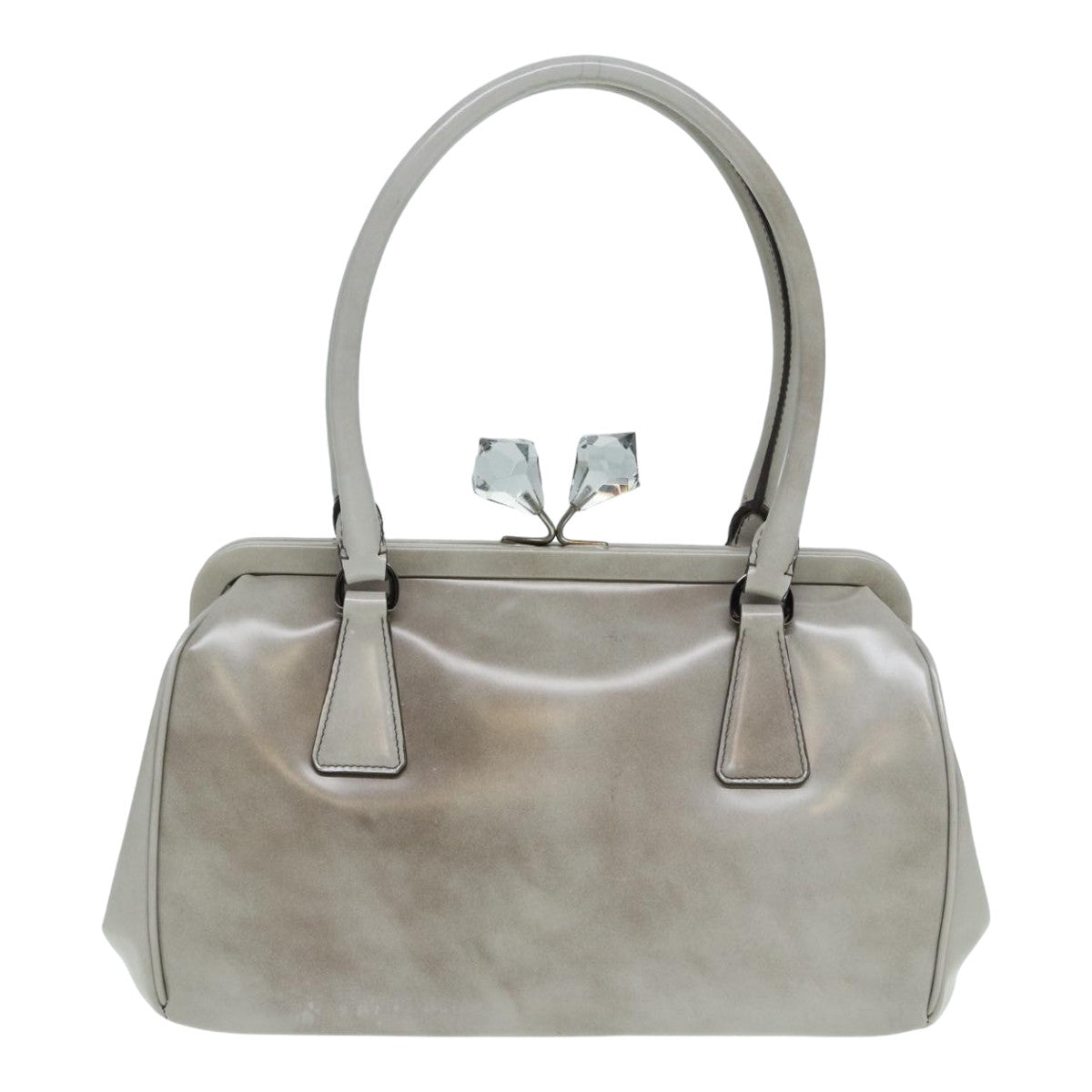 Luxury Prada Hand Bag Patent leather Gray  yk13975