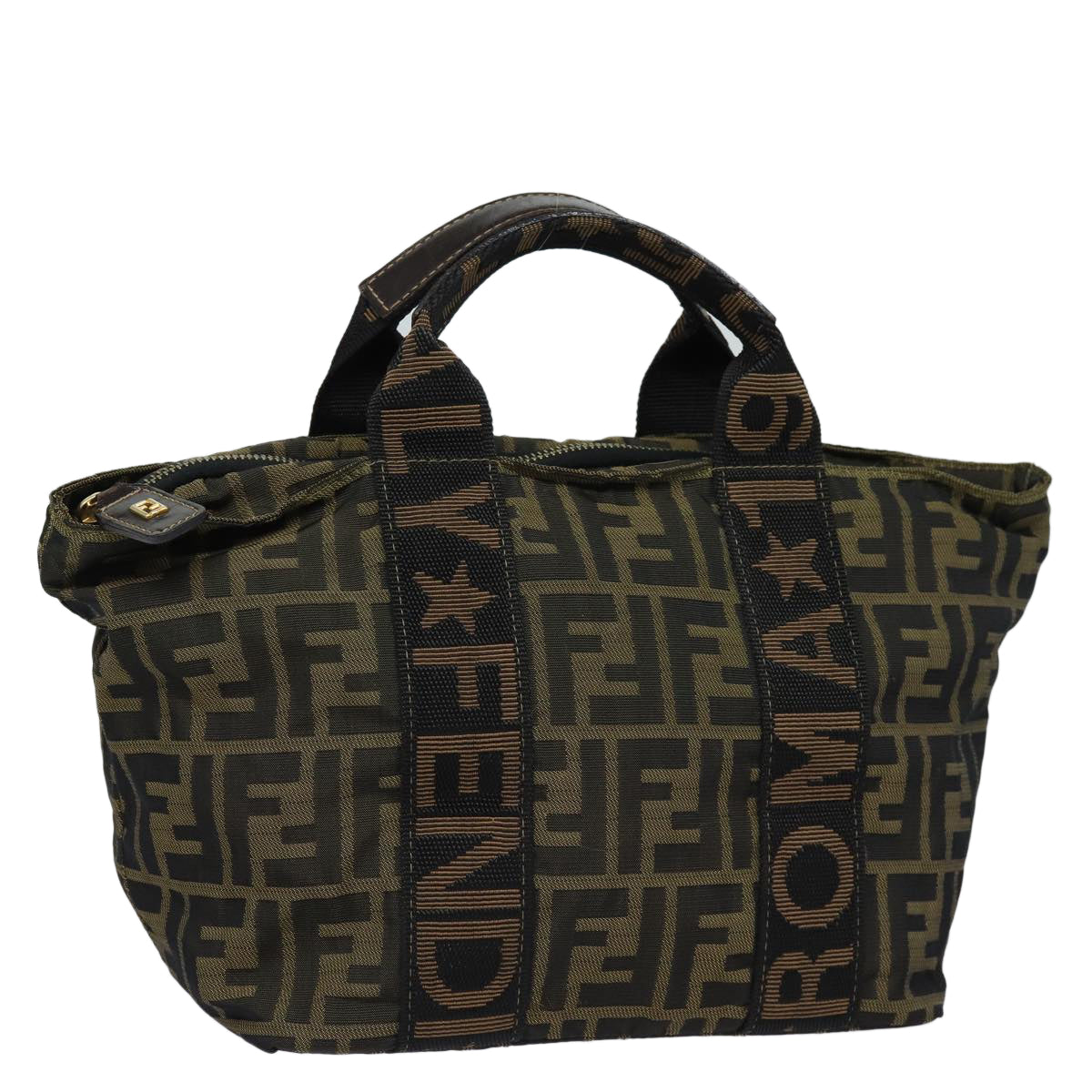 Luxury Fendi Zucca Canvas Hand Bag Brown Blackyk14062