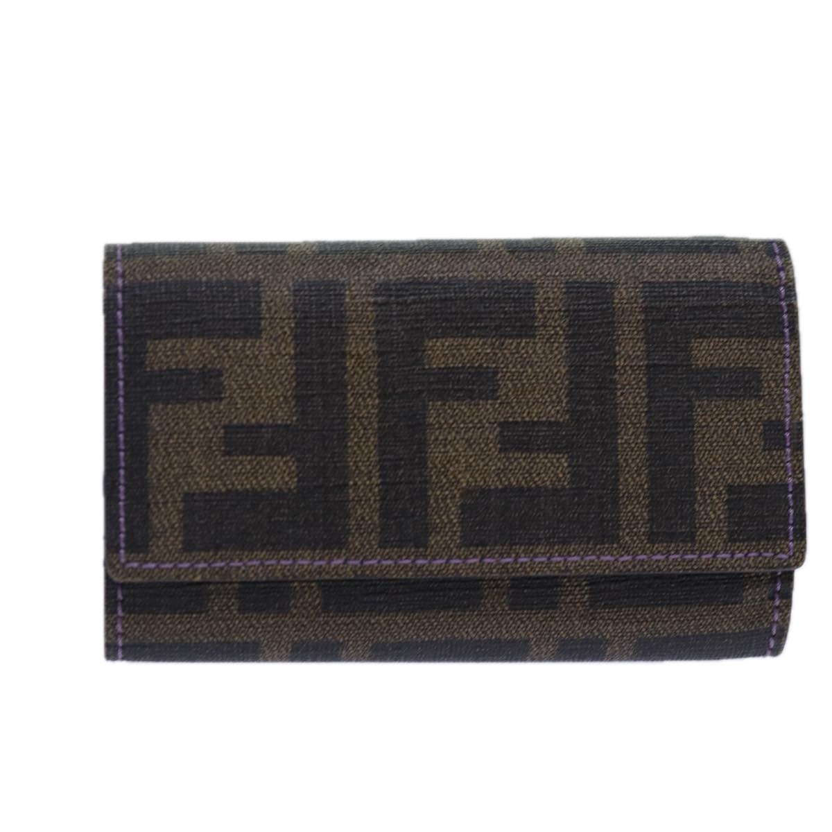 Luxury Fendi Zucca Canvas Key Case Black Brown goldyk14135
