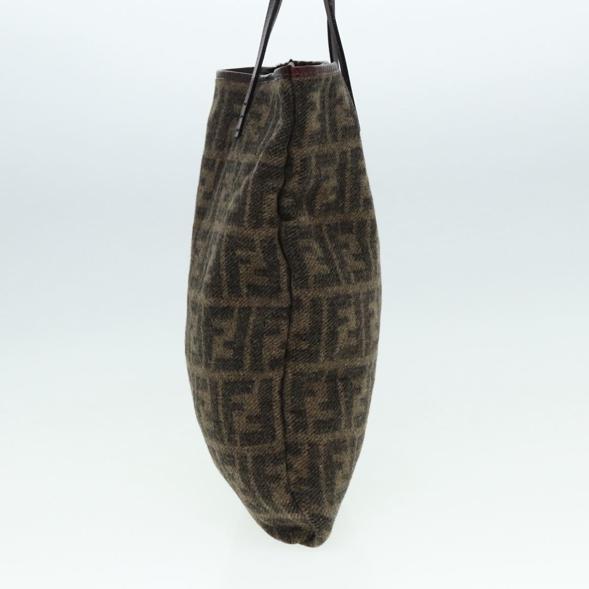 Luxury Fendi Zucca Canvas Tote Bag Wool Brown Black Silveryk14162