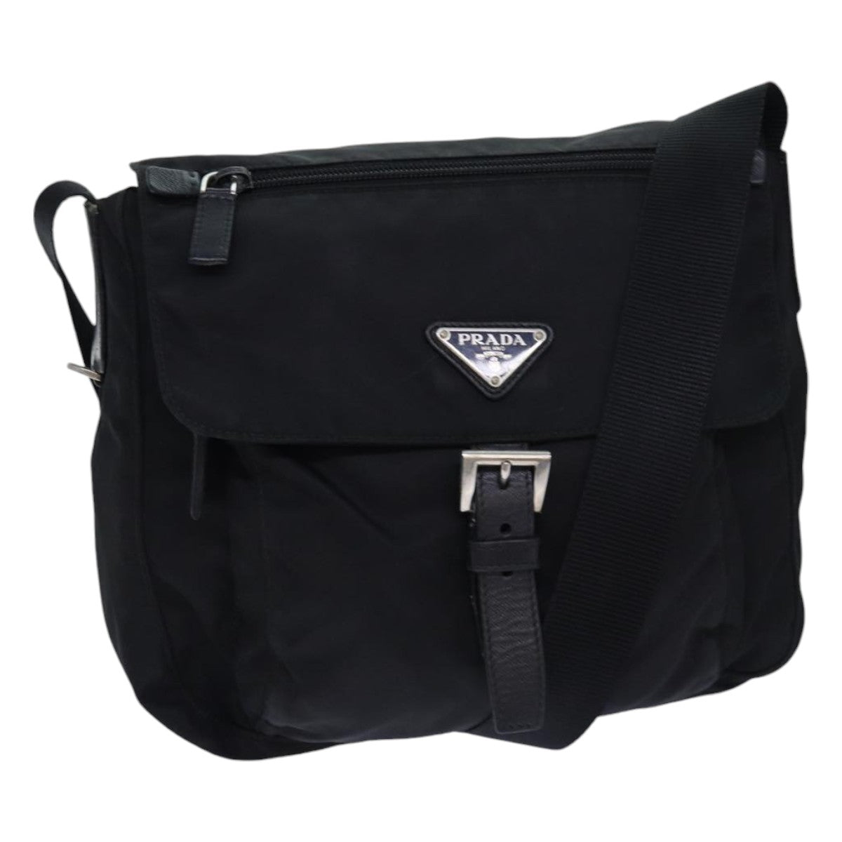 Luxury Prada Shoulder Bag Nylon Black Silver  yk14181