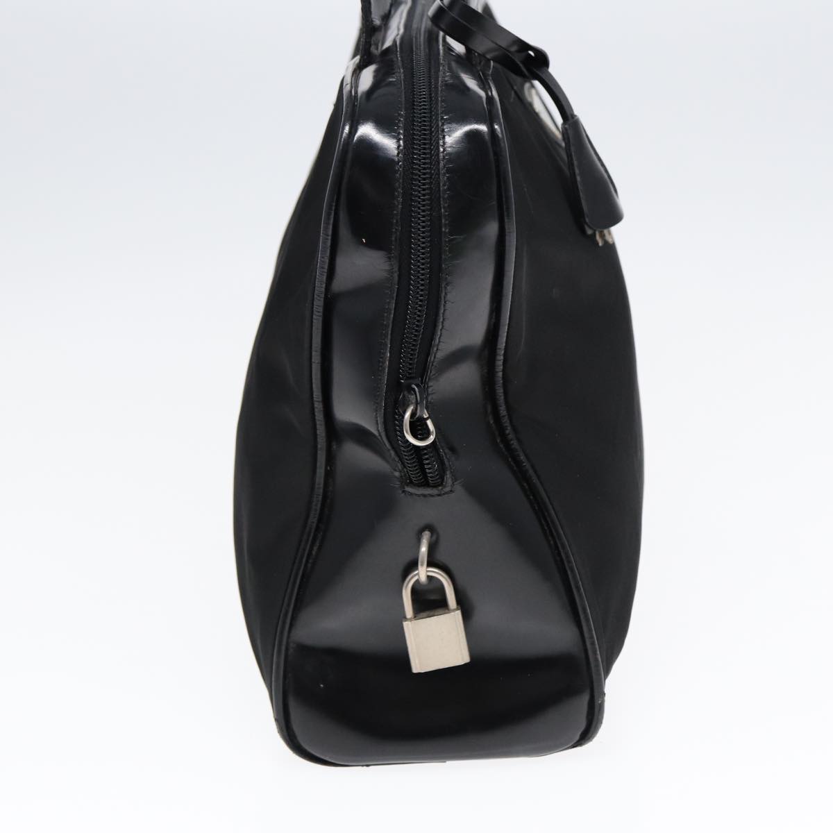 Luxury Prada Tote Bag Nylon Leather Black Silver  yk14201