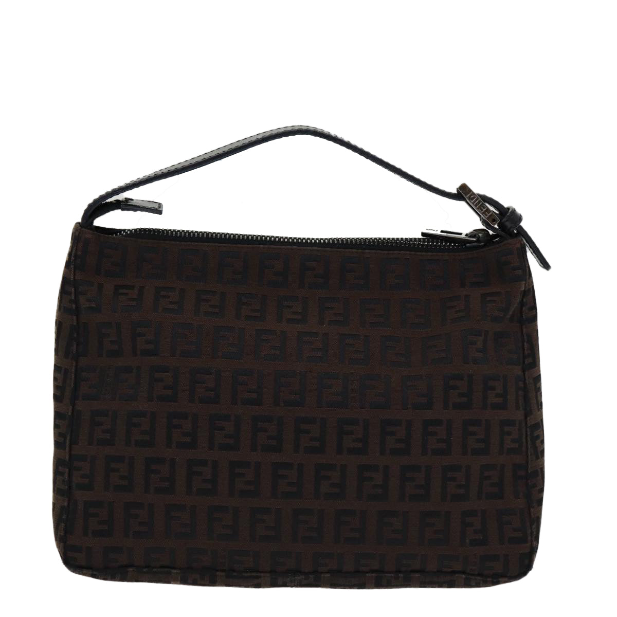 Luxury Fendi Zucchino Canvas Hand Bag Brown Black Silveryk14209