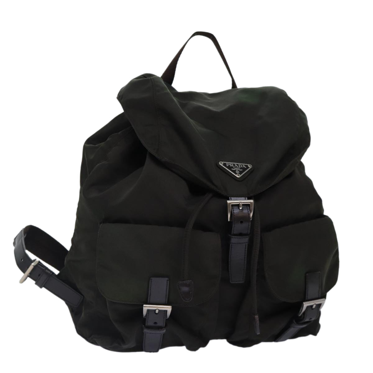 Luxury Prada Backpack Nylon Khaki Brown Silver  yk14283