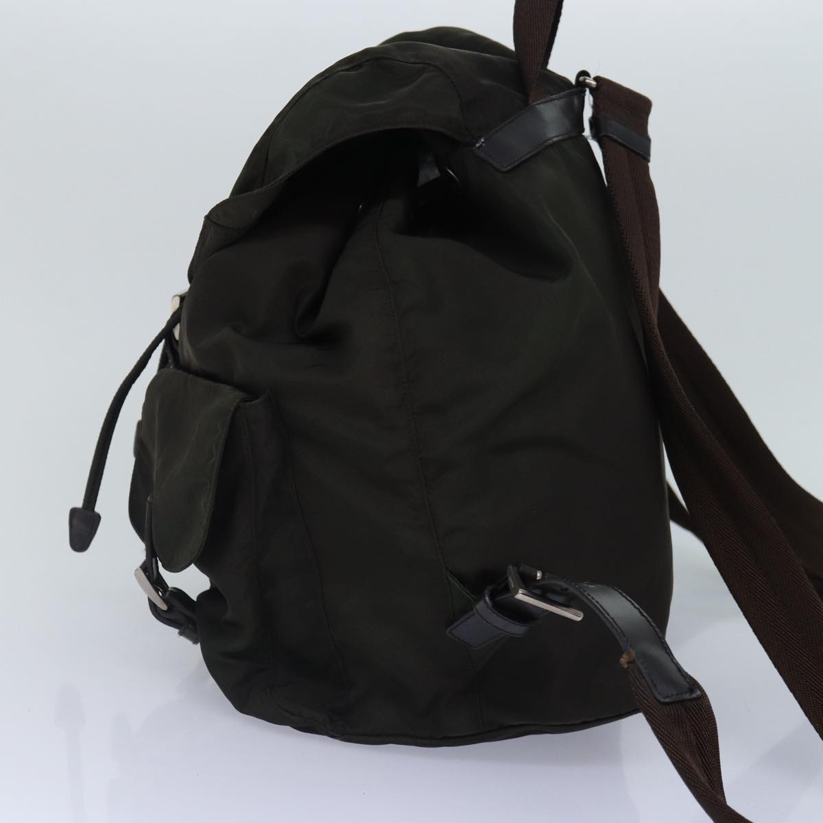 Luxury Prada Backpack Nylon Khaki Brown Silver  yk14283