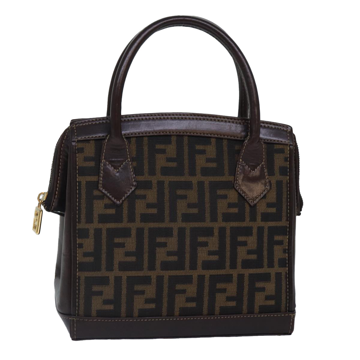 Luxury Fendi Zucca Canvas Hand Bag Brown Black goldyk14322