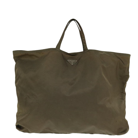 Luxury Prada Tote Bag Nylon Brown Silver  yk14368