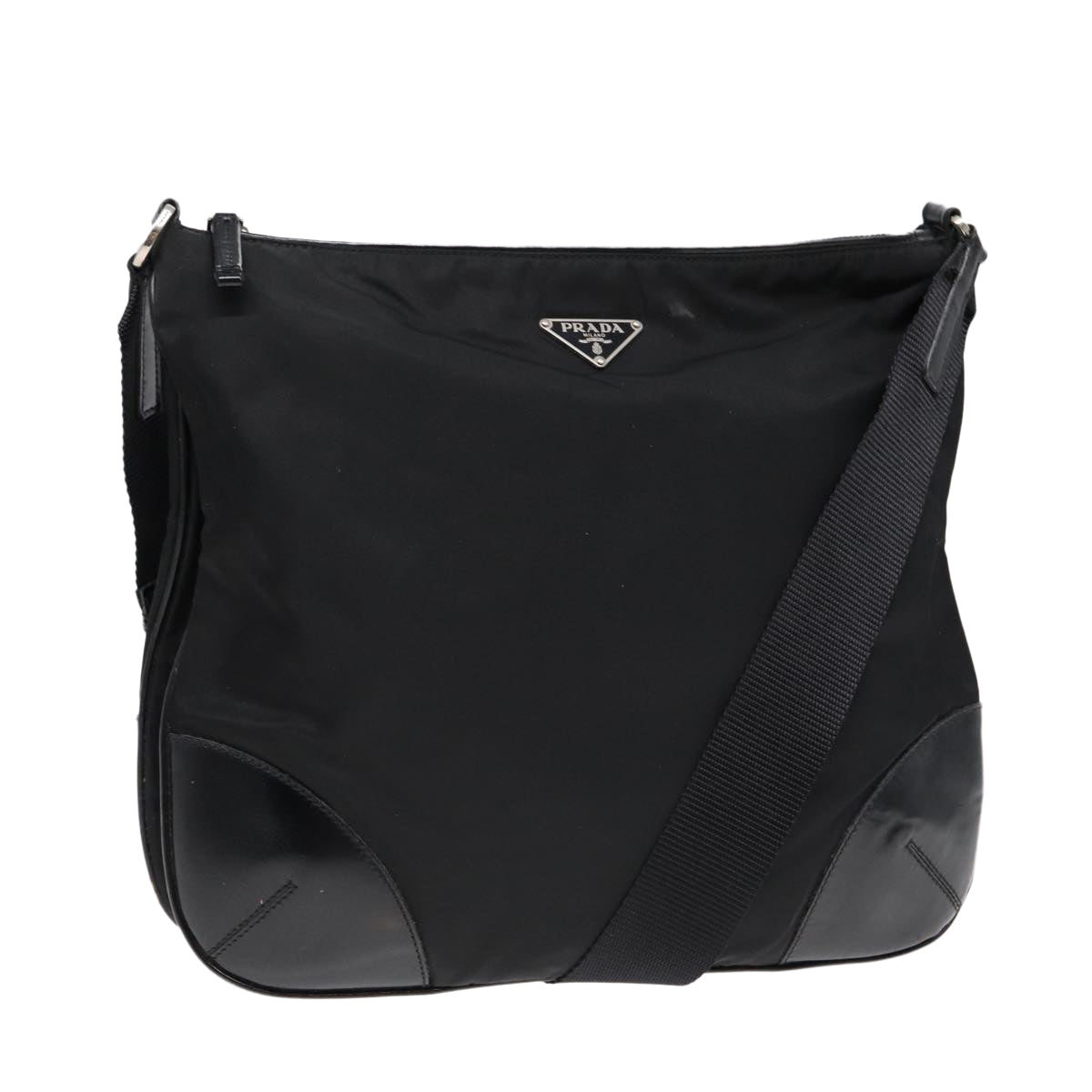 Luxury Prada Shoulder Bag Nylon Black Silver  yk14370