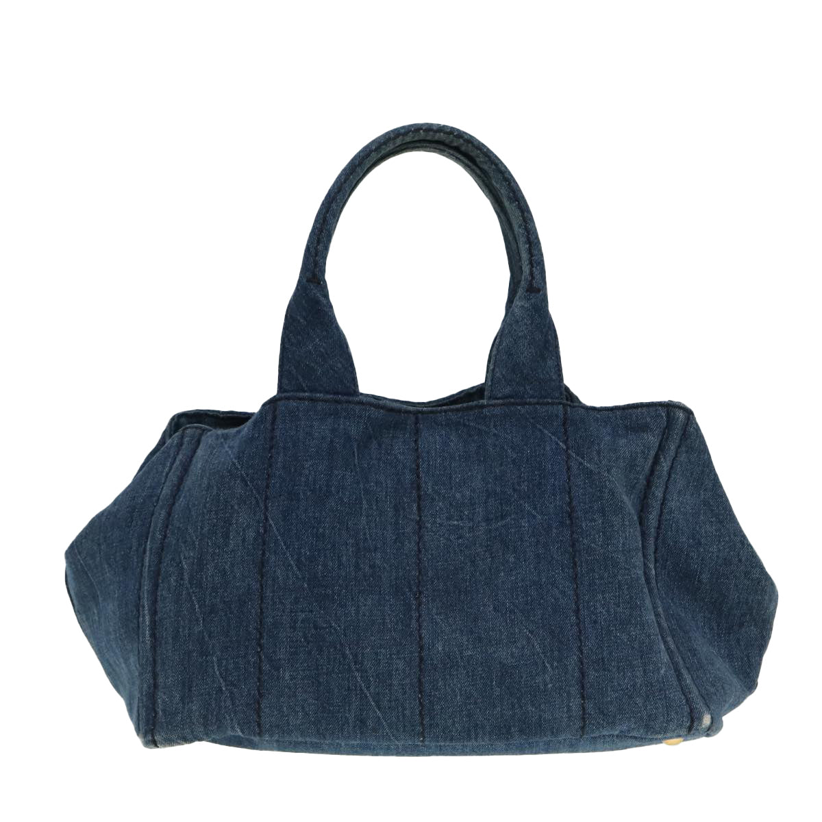 Luxury Prada Canapa MM Hand Bag Denim Blue Gold  yk14385