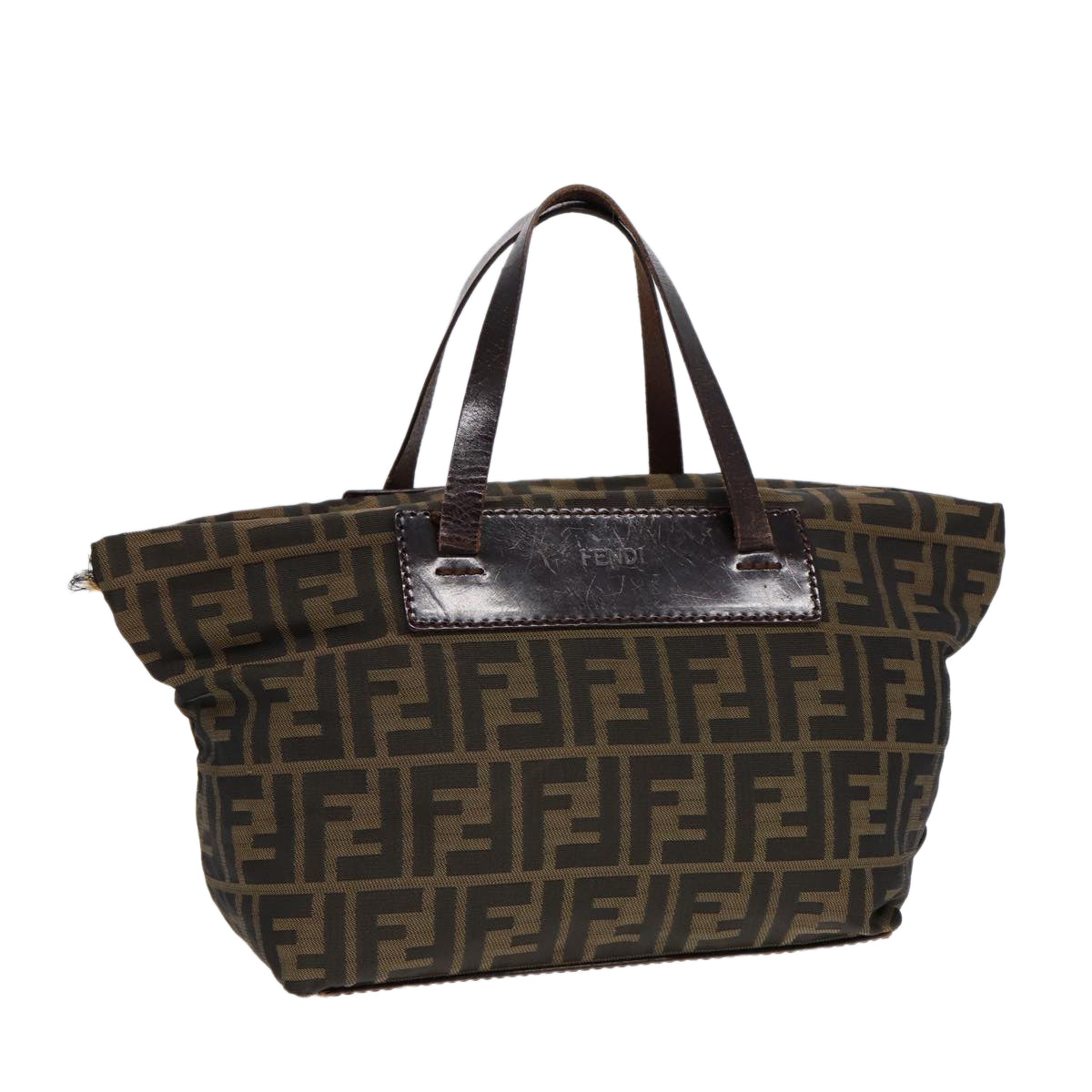 Luxury Fendi Zucca Canvas Hand Bag Brown Black Silveryk14392