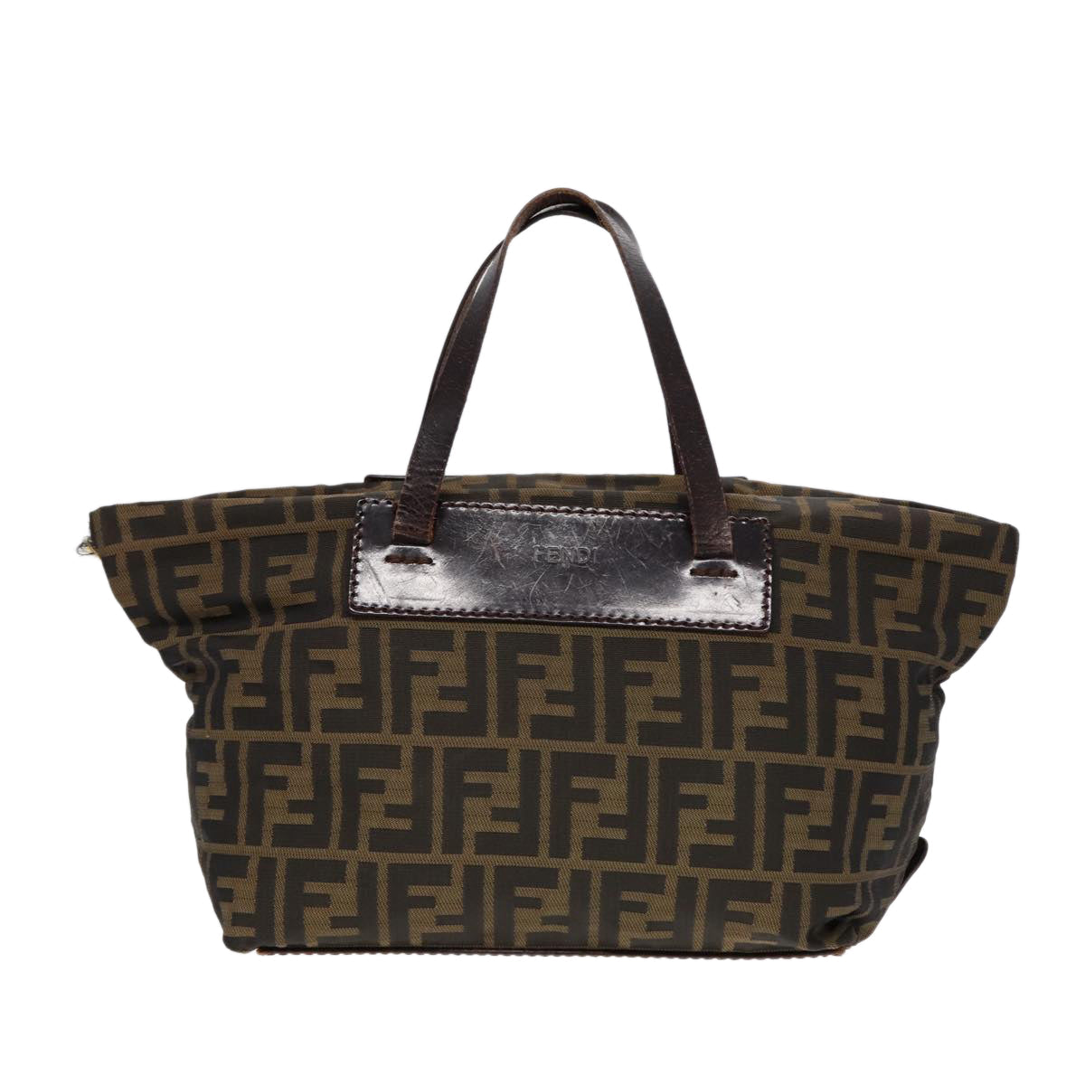 Luxury Fendi Zucca Canvas Hand Bag Brown Black Silveryk14392