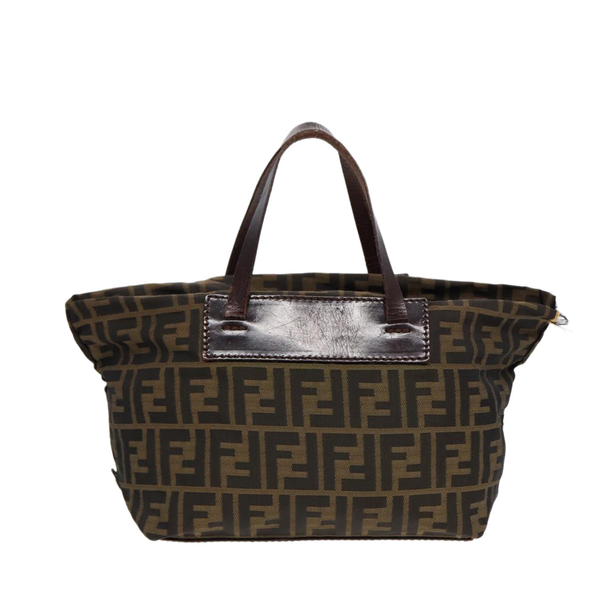 Luxury Fendi Zucca Canvas Hand Bag Brown Black Silveryk14392