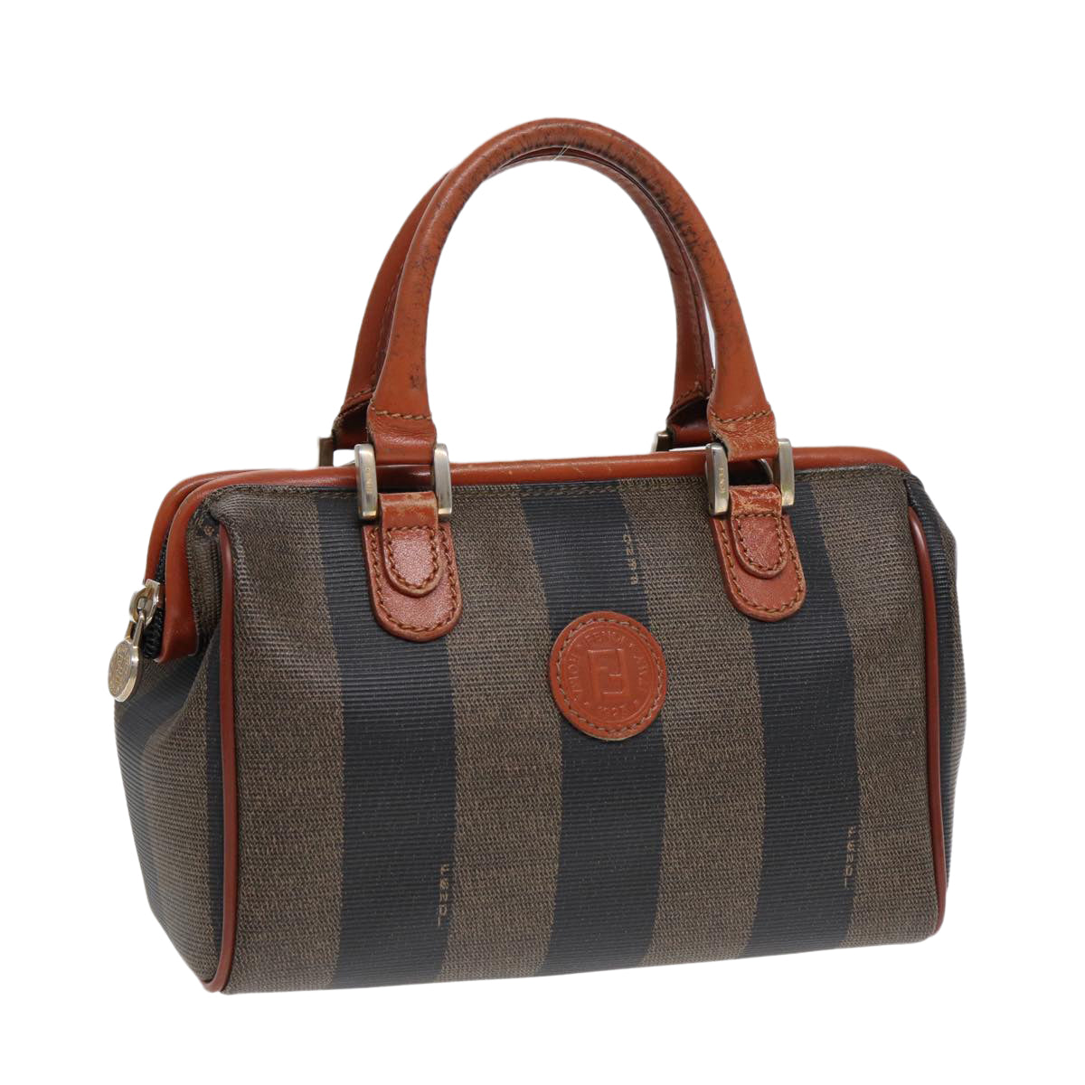 Luxury Fendi Pecan Canvas Mini Hand Bag Brown Black goldyk14400