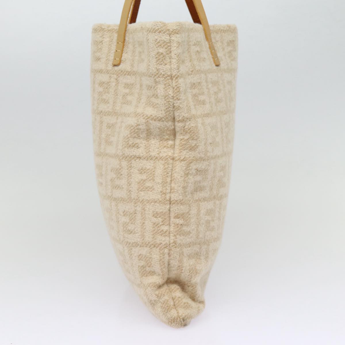 Luxury Fendi Zucca Canvas Tote Bag Wool Beige Silveryk14409