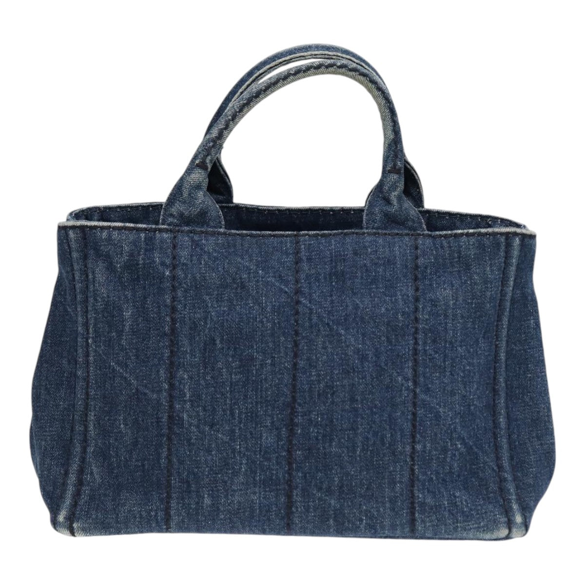 Luxury Prada Canapa PM Hand Bag Denim Gold Blue  yk14411