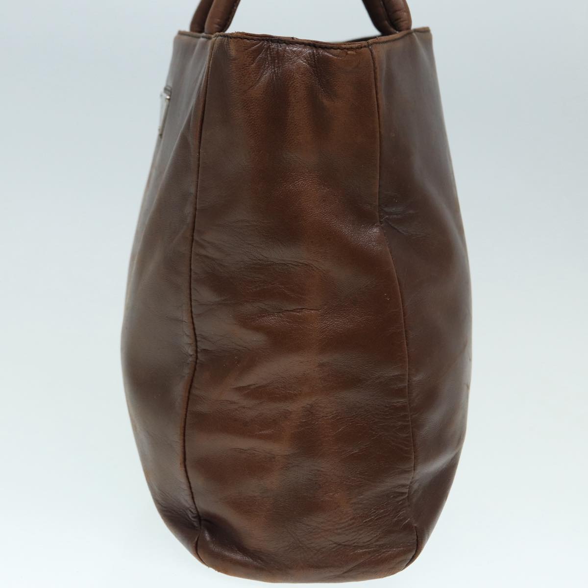 Luxury Prada Hand Bag Leather Brown Silver  yk14450