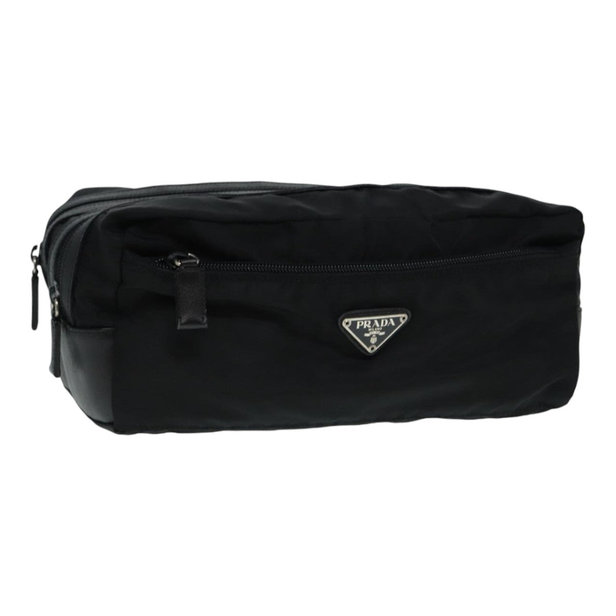 Luxury Prada Clutch Bag Nylon Black Silver  yk14452