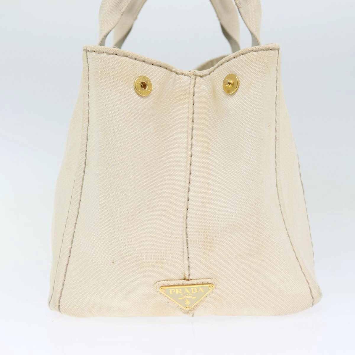 Luxury Prada Canapa MM Hand Bag Canvas Beige Gold  yk14457