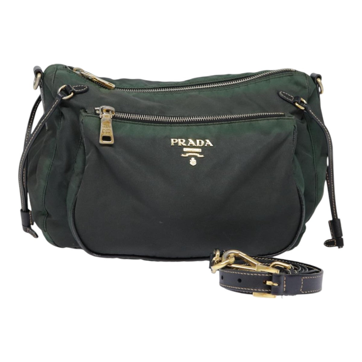Luxury Prada Shoulder Bag Nylon Khaki Gold  yk14470