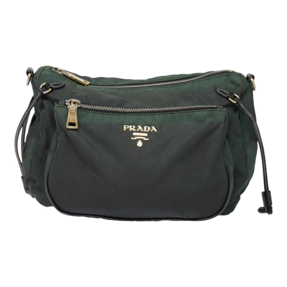 Luxury Prada Shoulder Bag Nylon Khaki Gold  yk14470