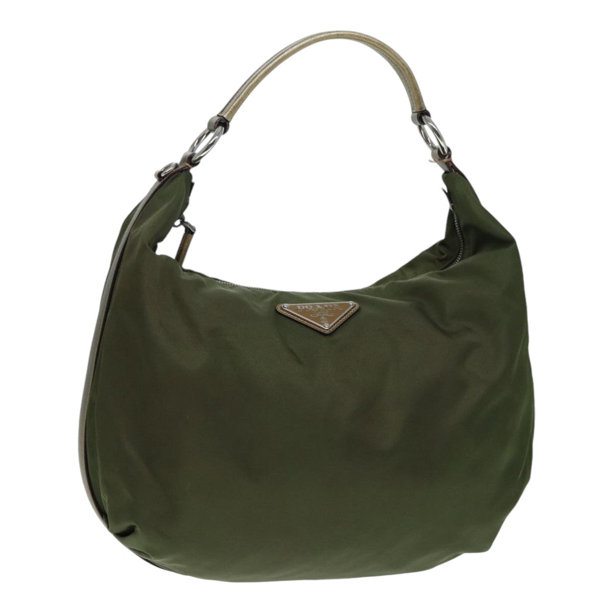 Luxury Prada Shoulder Bag Nylon Khaki Silver  yk14476