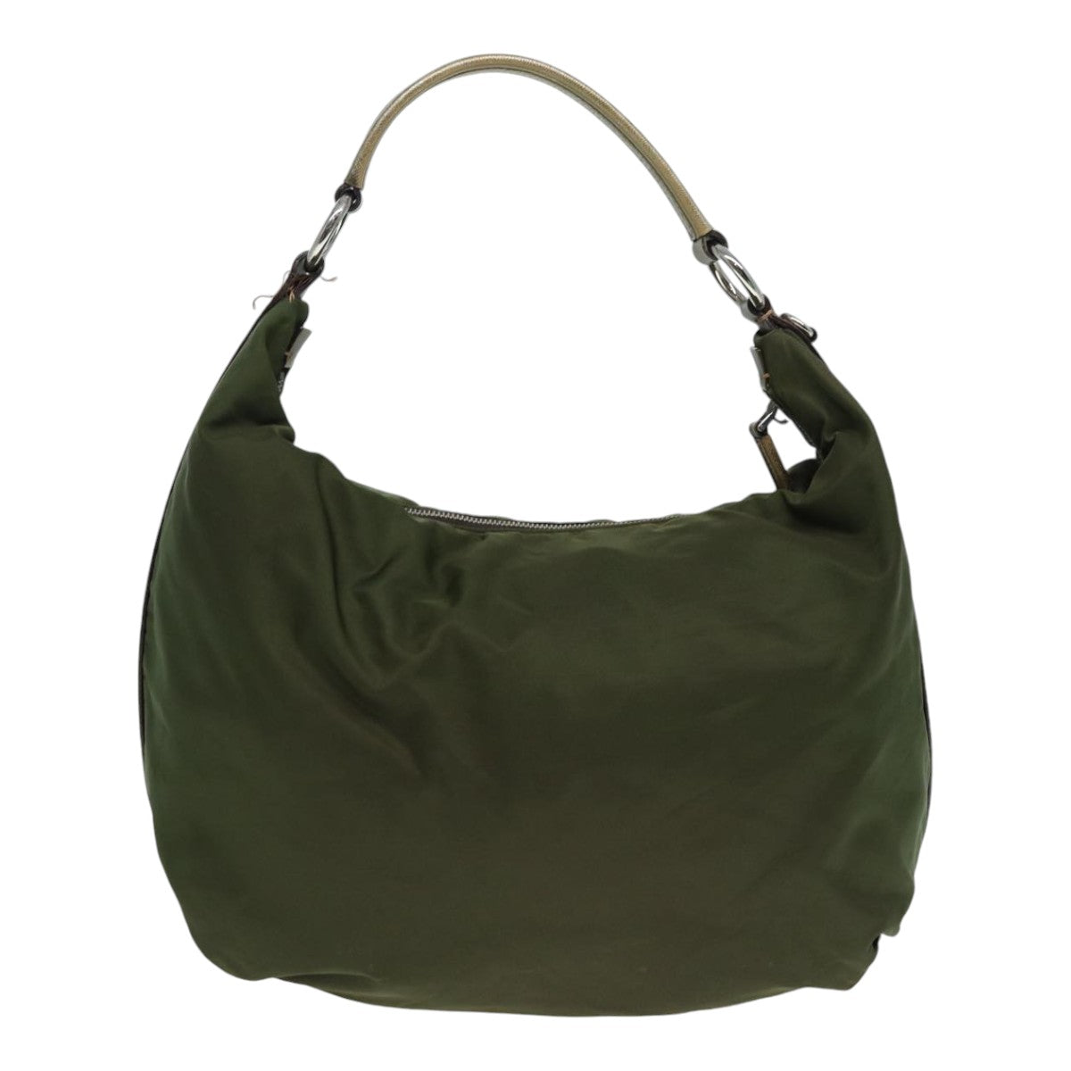 Luxury Prada Shoulder Bag Nylon Khaki Silver  yk14476