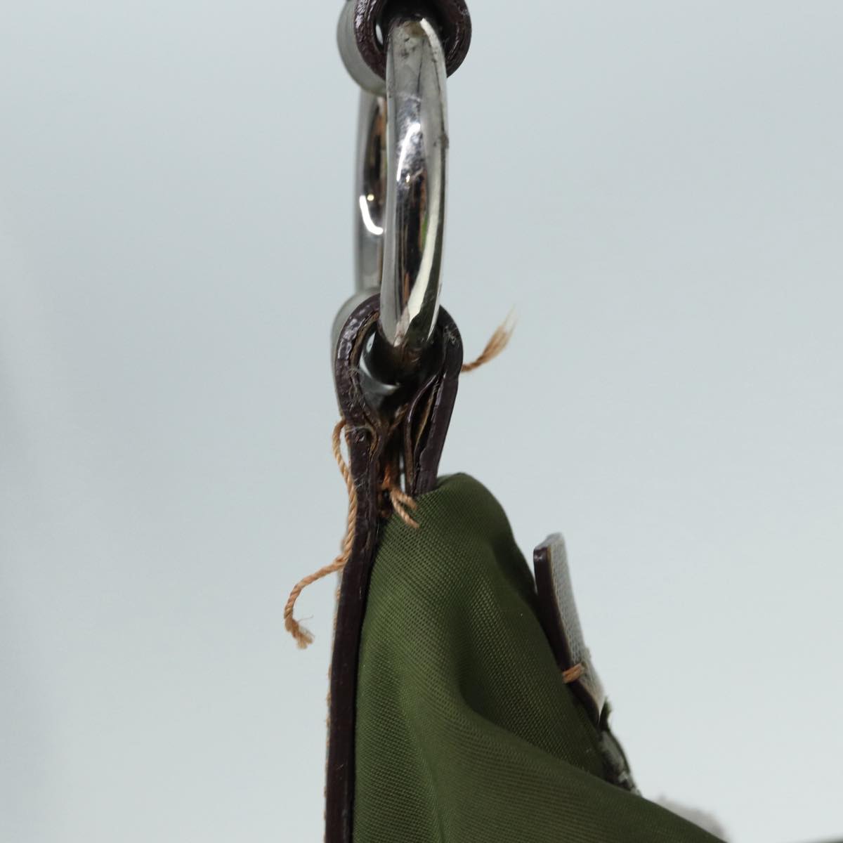 Luxury Prada Shoulder Bag Nylon Khaki Silver  yk14476
