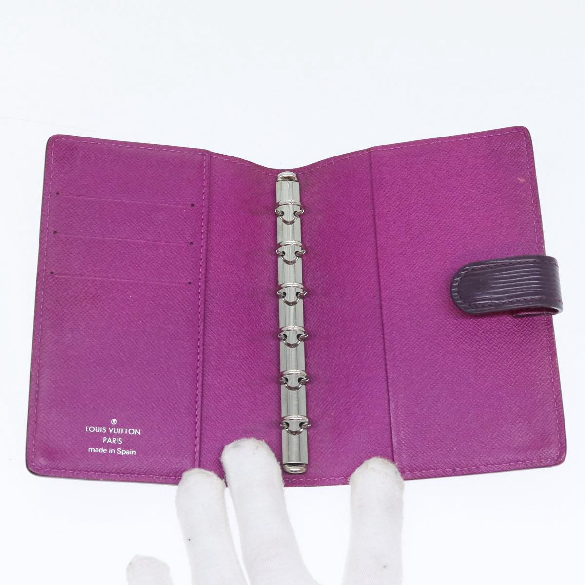 LOUIS VUITTON Epi Agenda PM Day Planner Cover Purple Cassis R2005K yk14496