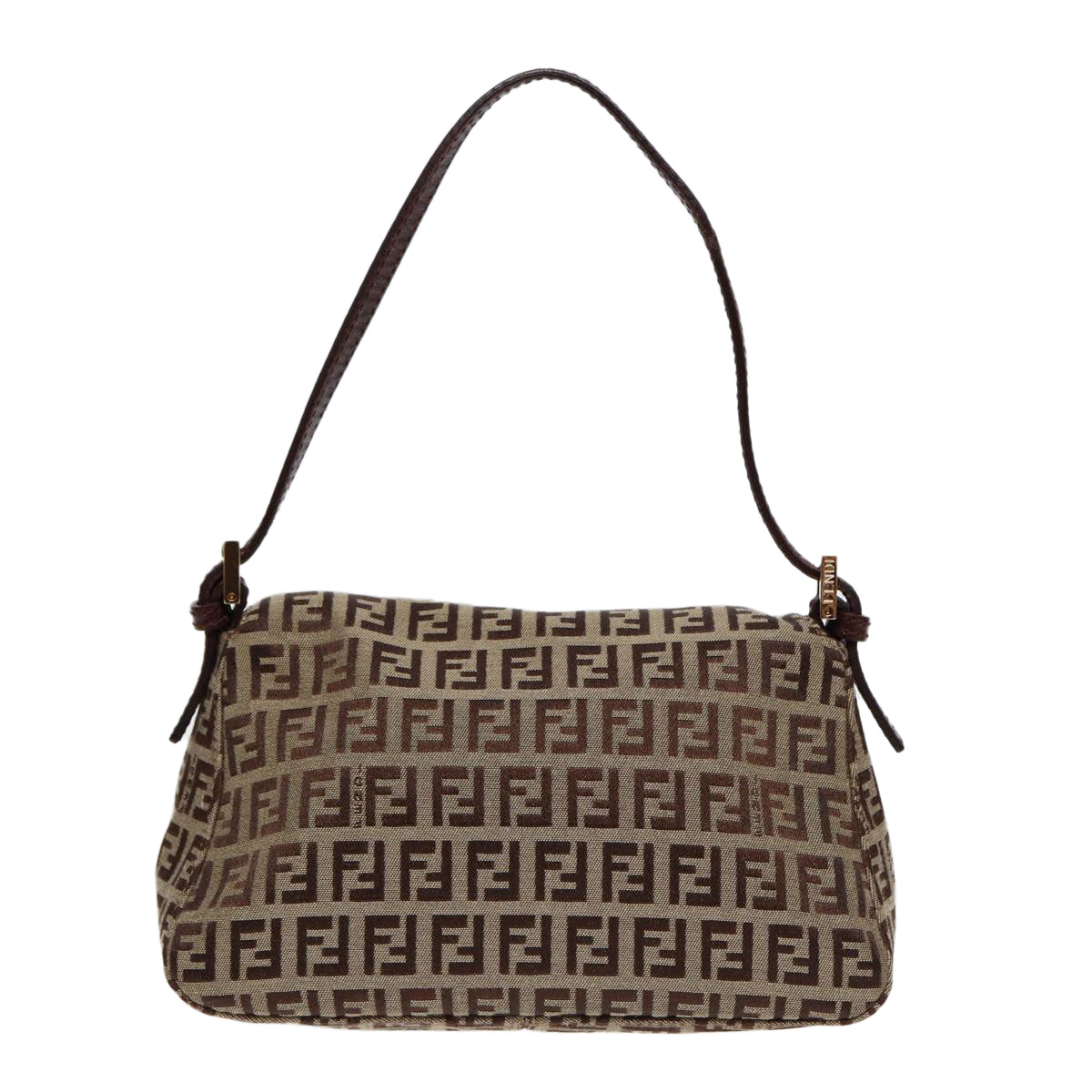Luxury Fendi Zucchino Canvas Mini Mamma Baguette Hand Bag Beige Goldyk14500A