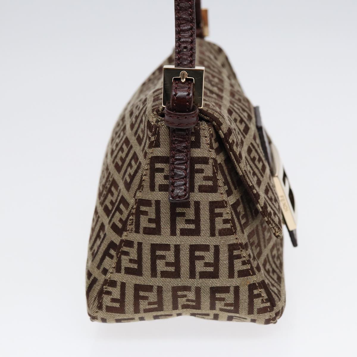 Luxury Fendi Zucchino Canvas Mini Mamma Baguette Hand Bag Beige Goldyk14500A