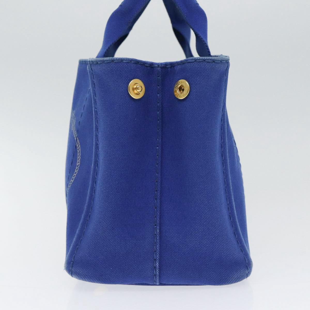Luxury Prada Canapa PM Hand Bag Canvas Blue Gold  yk14509