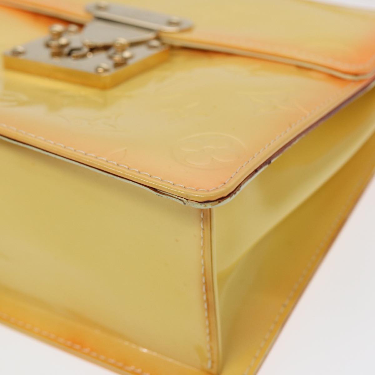 LOUIS VUITTON Monogram Vernis Spring Street Bag Lime Yellow M91068 yk14536