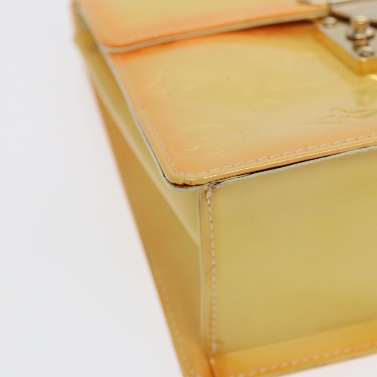 LOUIS VUITTON Monogram Vernis Spring Street Bag Lime Yellow M91068 yk14536