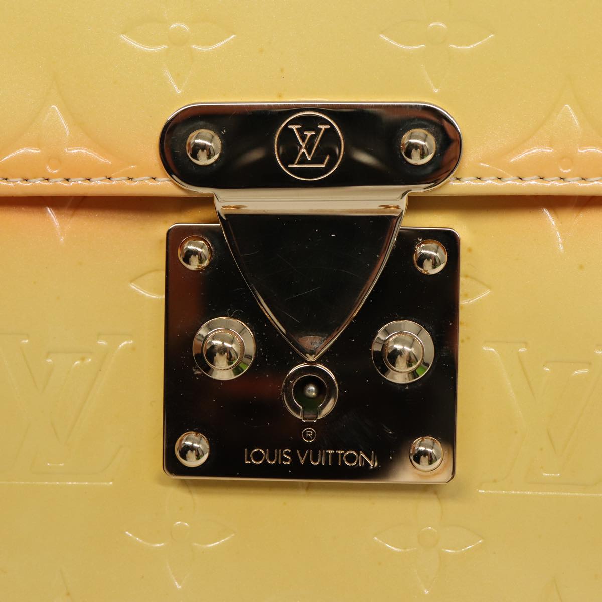 LOUIS VUITTON Monogram Vernis Spring Street Bag Lime Yellow M91068 yk14536