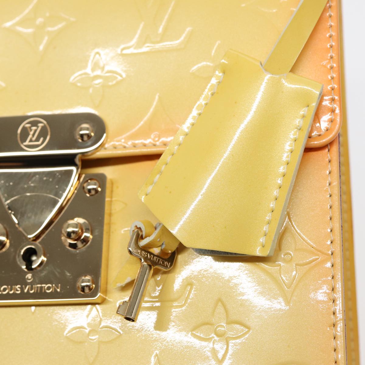LOUIS VUITTON Monogram Vernis Spring Street Bag Lime Yellow M91068 yk14536