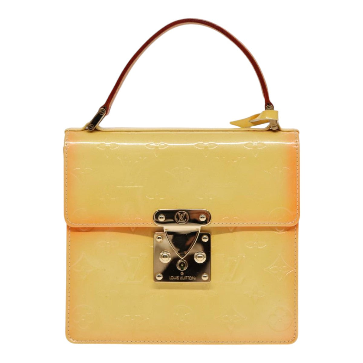 LOUIS VUITTON Monogram Vernis Spring Street Bag Lime Yellow M91068 yk14536