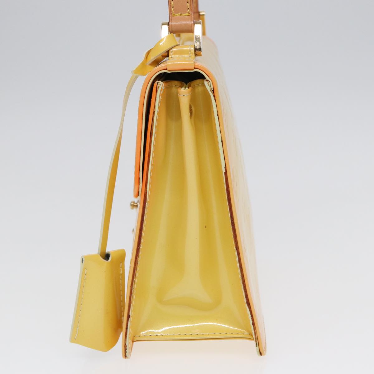 LOUIS VUITTON Monogram Vernis Spring Street Bag Lime Yellow M91068 yk14536