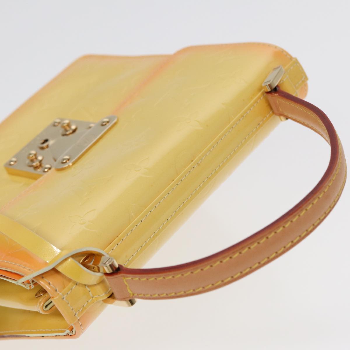 LOUIS VUITTON Monogram Vernis Spring Street Bag Lime Yellow M91068 yk14536
