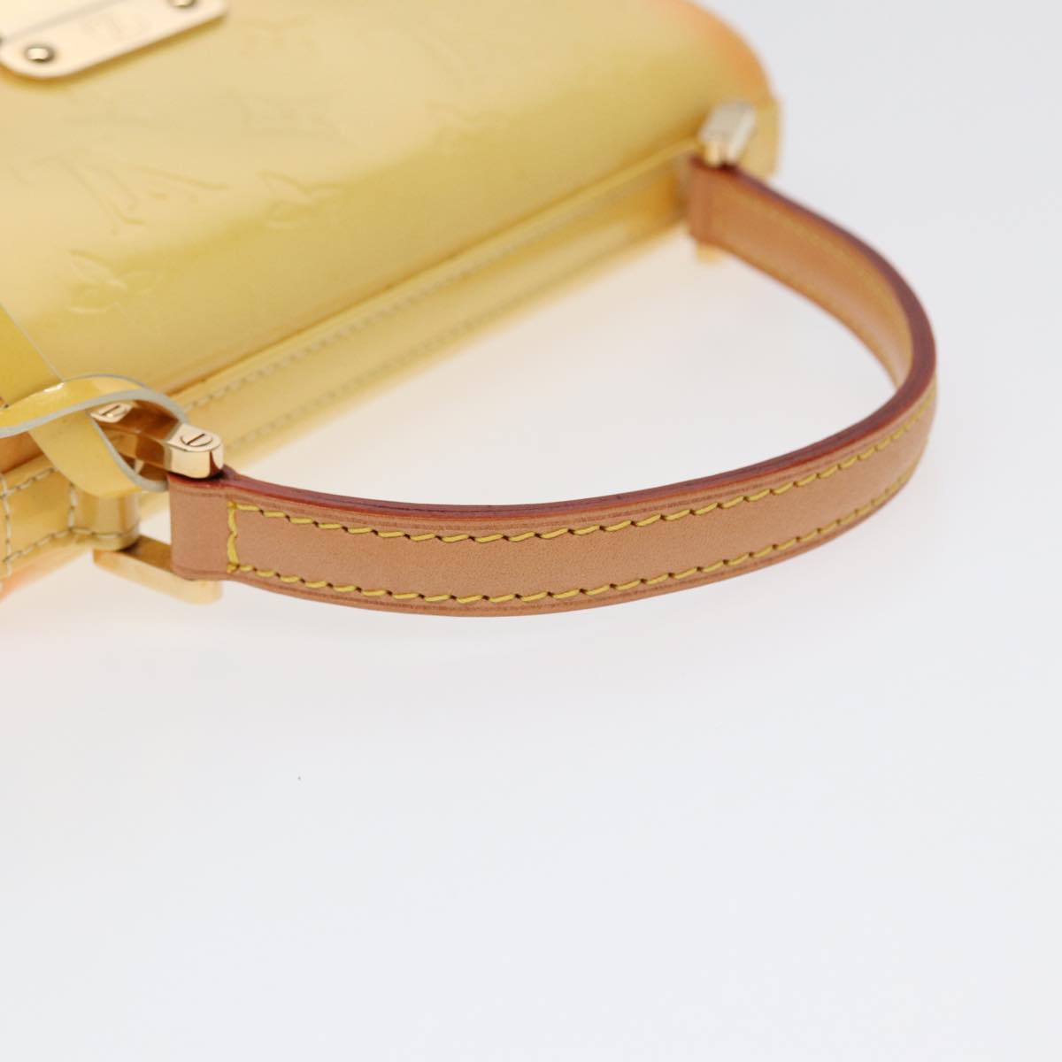 LOUIS VUITTON Monogram Vernis Spring Street Bag Lime Yellow M91068 yk14536